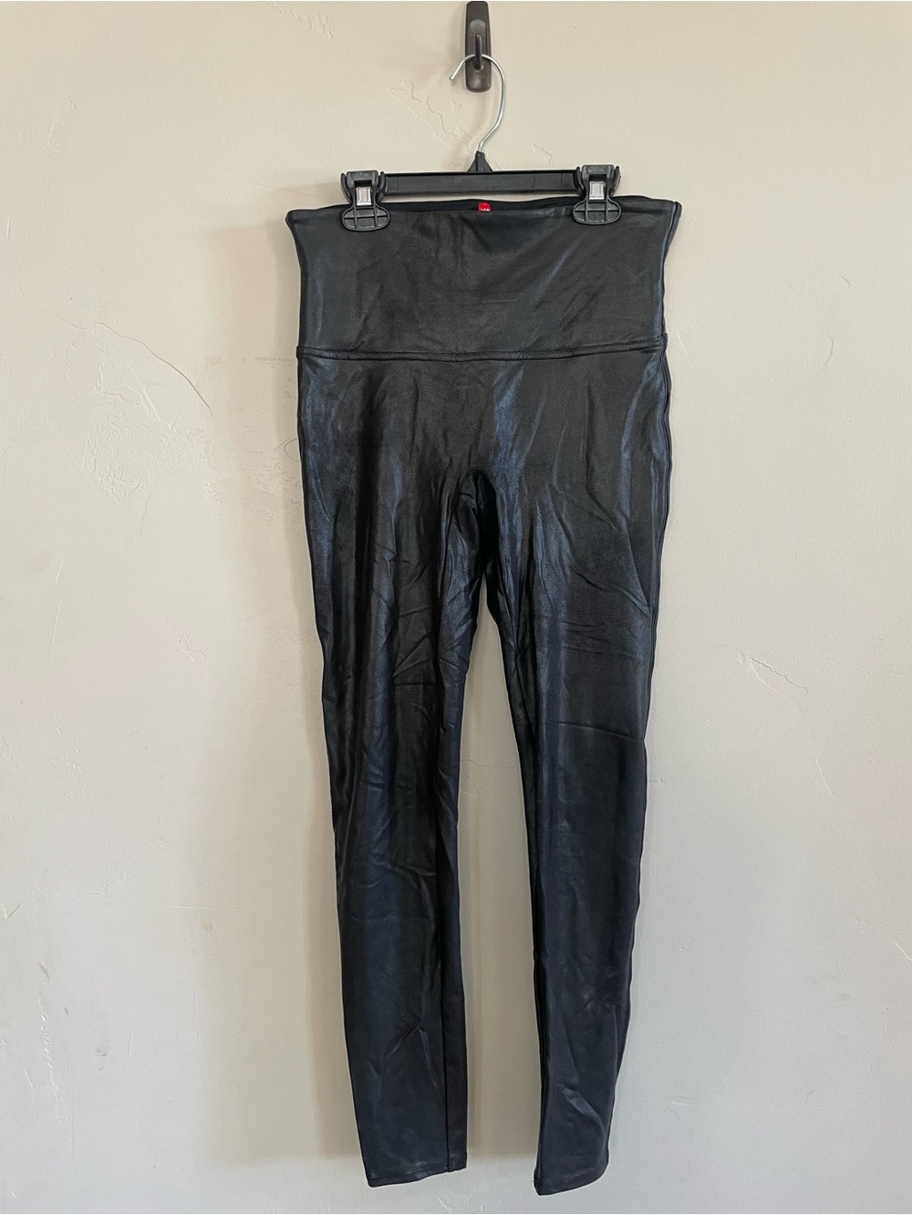 SPANX High-Waist Black Faux Leather Leggings Women’s Large